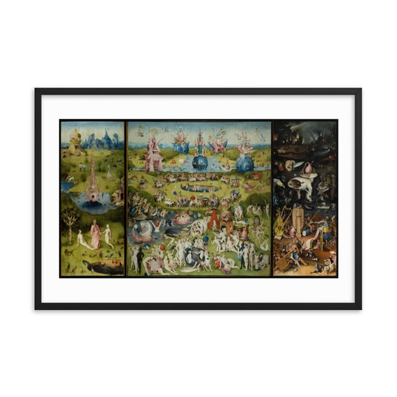 Garden Of Earthly Delights, 36"x24" Framed Giclée Poster, Black Wood Frame, Acrylic Covering, Hieronymus Bosch