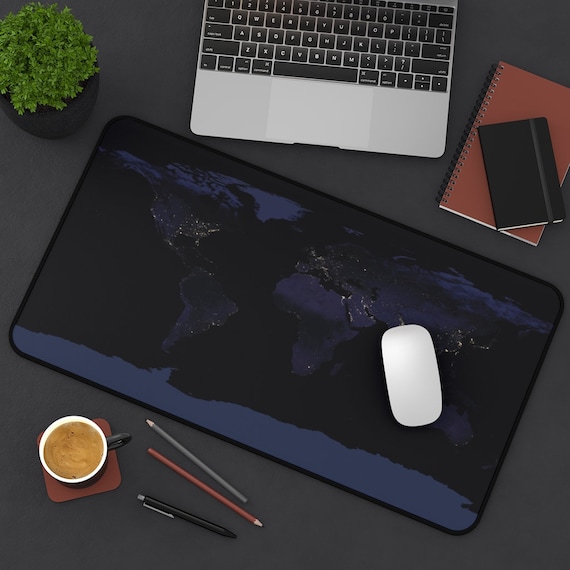 Black Marble Desk Mat, Earth At Night, NASA