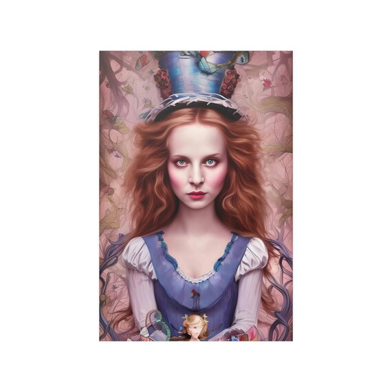 Alice As The Mad Hatter, 12"x18" Satin Poster, Surreal, Alice In Wonderland