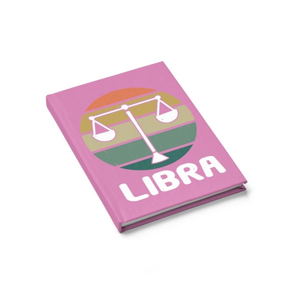 Libra Hardcover Journal, Ruled Line, Retro Vintage Style, Zodiac Sign, Astrology Gift