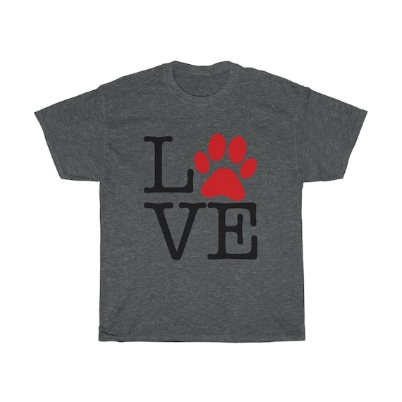 Love Paw Print, Unisex T-shirt, I Love Dogs, I Heart Dogs