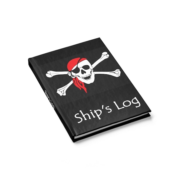 Skull & Crossbones Ship's Log Book, Journal, Hardcover, Ruled Line, Pirate Flag, Jolly Roger, Notebook