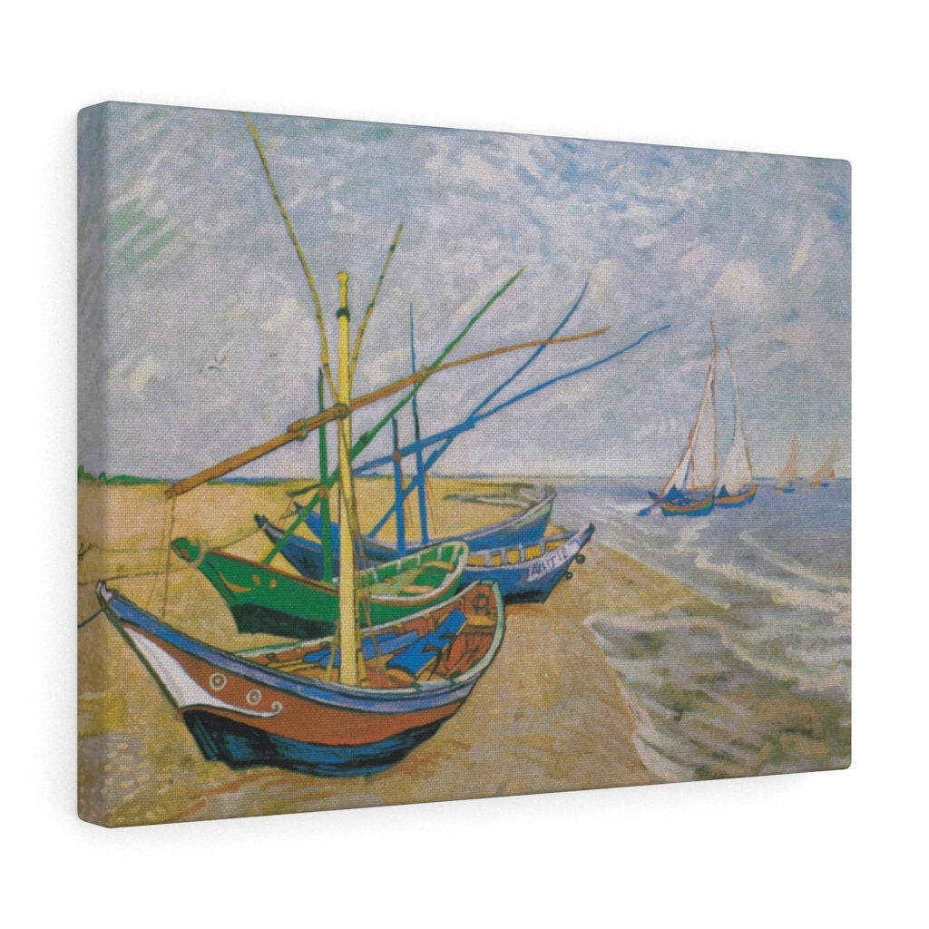 Fishing Boats On The Beach Canvas Print Vincent Van Gogh