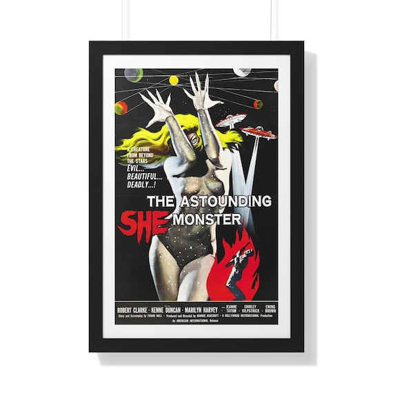 The Astounding She-Monster, 20"x30" Framed Poster, Sci-fi Movie, Science Fiction,  Classic B-Movie, Movie Fan, Media Room, Home Theater