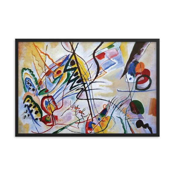 Violet Wedge, 36"x24" Framed Giclée Poster, Black Wood Frame, Acrylic Covering, Wassily Kandinsky, 1919