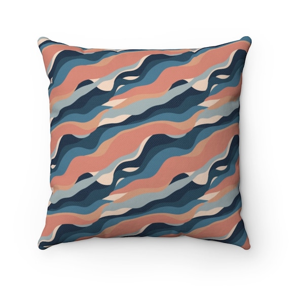 Abstract Waves Square Pillow, Mid-century, Vintage, Retro