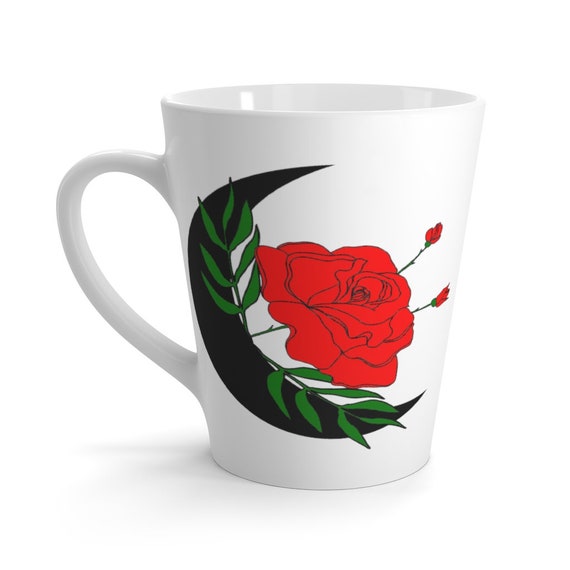 Dark Moon Red Rose Latte Mug, Coffee, Tea