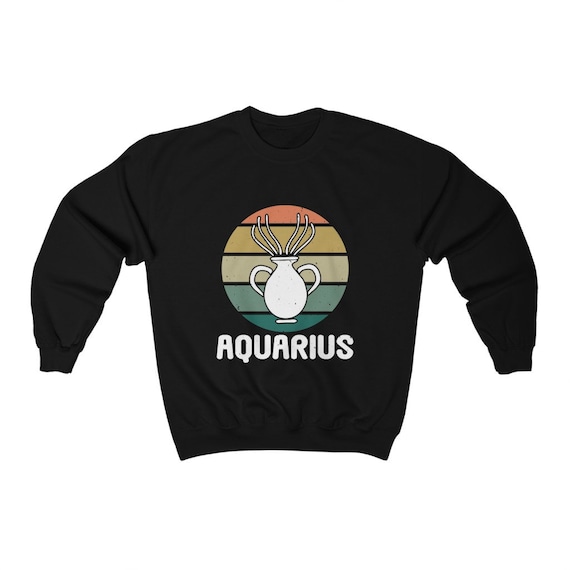 Aquarius Crewneck Sweatshirt In Retro Vintage Style, Zodiac Sign, Astrology Gift