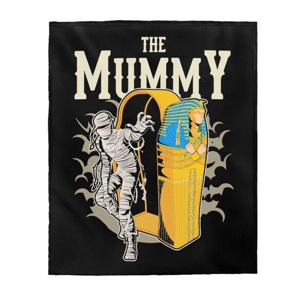 The Mummy, Velveteen Plush Blanket, Vintage Retro Style Design, Horror Movie, Pop Culture