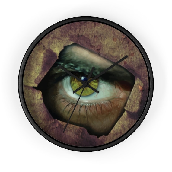 Peephole, 10" Wall Clock, Creepy, Horror