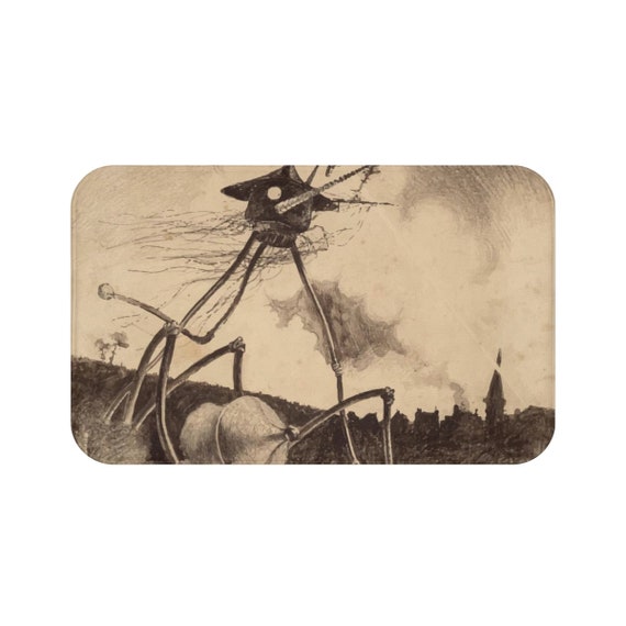 War Of The Worlds, 2 of 6, Bath Mat, Vintage 1906 Illustration, H.G. Wells