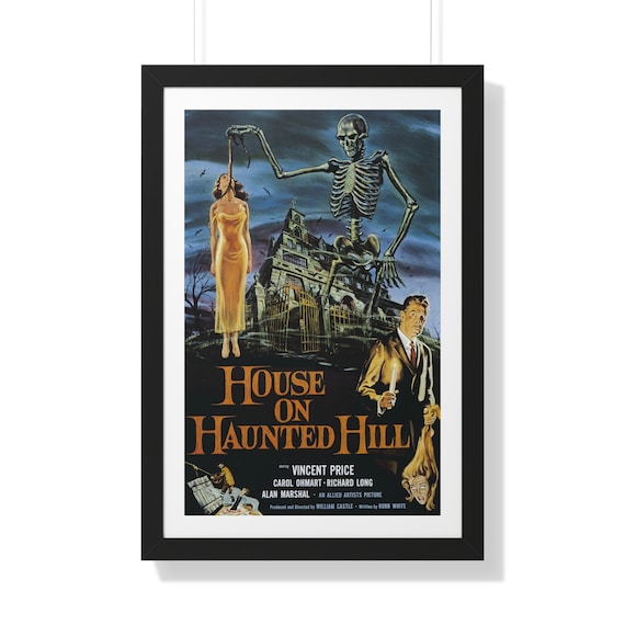 House On Haunted Hill, 20"x30" Framed Poster, Horror Movie, Classic Film, Vincent Price, Movie Fan, Media Room, Home Theater