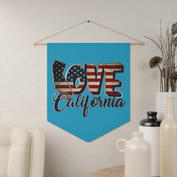 Love California 18"x21" Indoor Wall Pennant. Californian Pride, Patriotic, American Flag