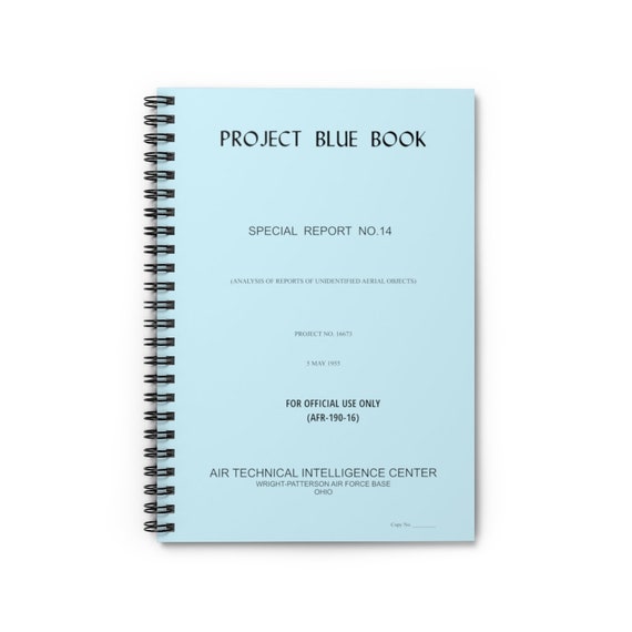 Project Blue Book, Spiral Notebook, Ruled Line, Cosplay, UFO, USAF, United States Air Force, Notebook