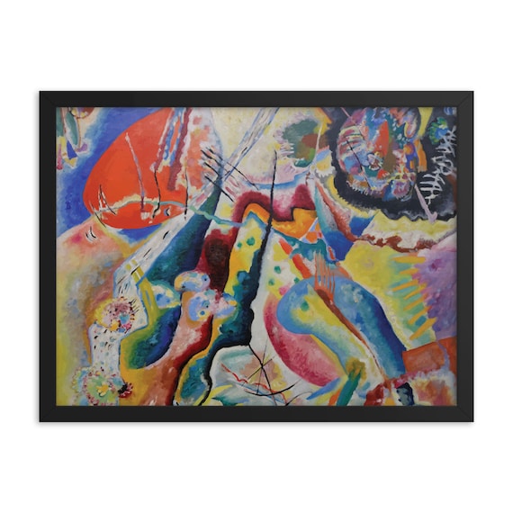 Red Chalkboard, 24"x18" Framed Giclée Poster, Black Wood Frame, Acrylic Covering, Wassily Kandinsky, Abstract