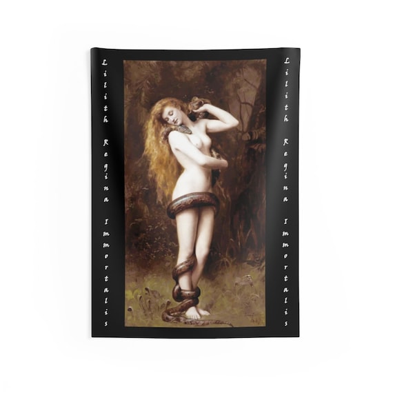 Lilith And The Serpent 26"x36" Indoor Wall Tapestry, Wicca, Feminism