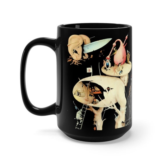 Tree Man v1, Black 15oz Ceramic Mug, Hieronymus Bosch, The Garden of Earthly Delights, Coffee, Tea