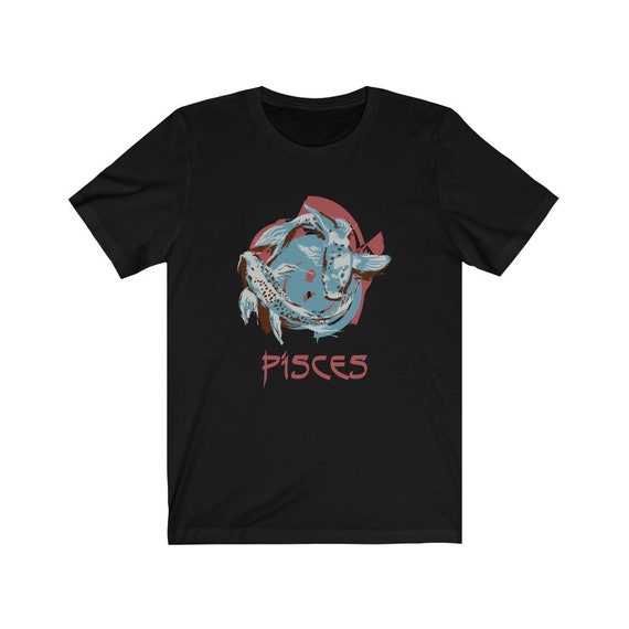 Retro Pisces Bella+Canvas Black T-shirt, Zodiac Sign, Astrology Gift