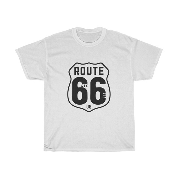 Route 66, Unisex Heavy Cotton Tee, Vintage Inspired Image, Route 66 Highway Sign