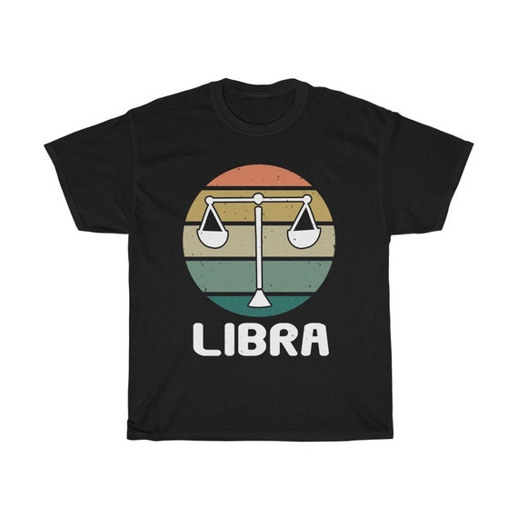 Libra, 100% Cotton T-shirt, Scales, Retro Vintage Style, Zodiac Sign, Astrology Gift