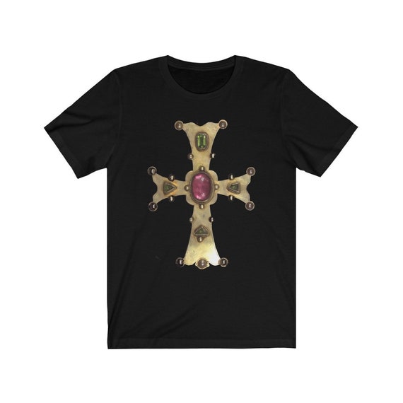 Medieval Gold Cross Bella+Canvas Soft T-shirt, 13th Century, High Middle Ages, Christian Religion