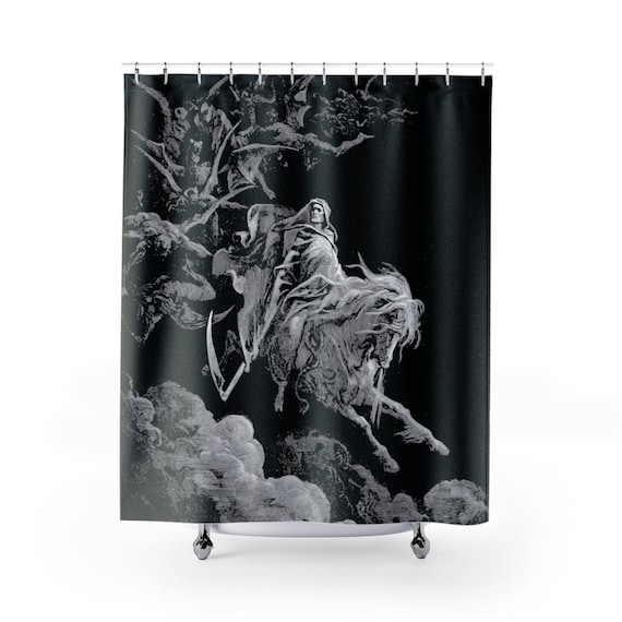 Death Rides Pale Horse, Shower Curtain, Vintage Illustration, Dore, 1865, Christian Religion