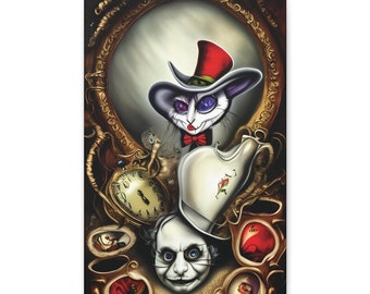 The Mad Hatter and The Dormouse, Canvas Print, Fantasy, Surreal, Alice In Wonderland