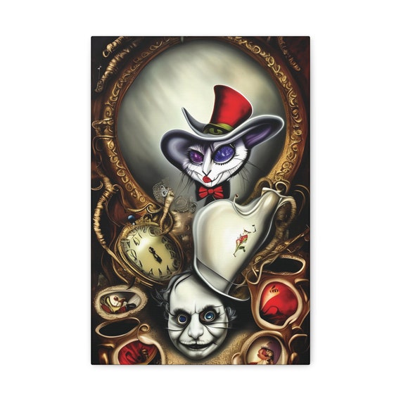 The Mad Hatter and The Dormouse, Canvas Print, Fantasy, Surreal, Alice In Wonderland