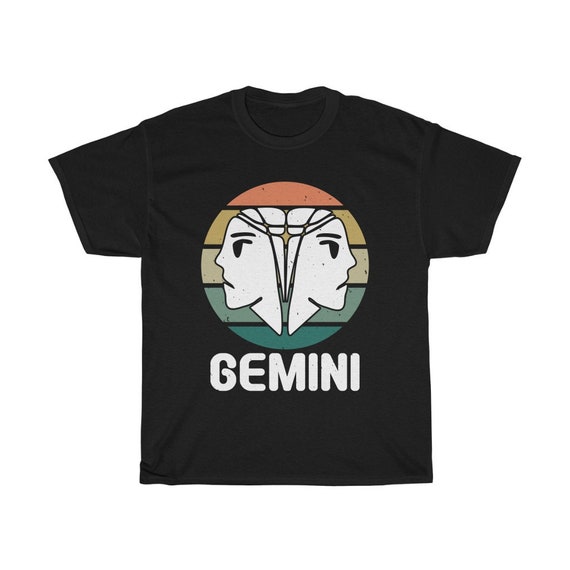 Gemini, 100% Cotton T-shirt, Twins, Retro Vintage Style, Zodiac Sign, Astrology Gift