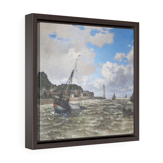 Mouth Of The Seine, 12"x12" Framed Canvas Print, Claude Monet, Impressionism