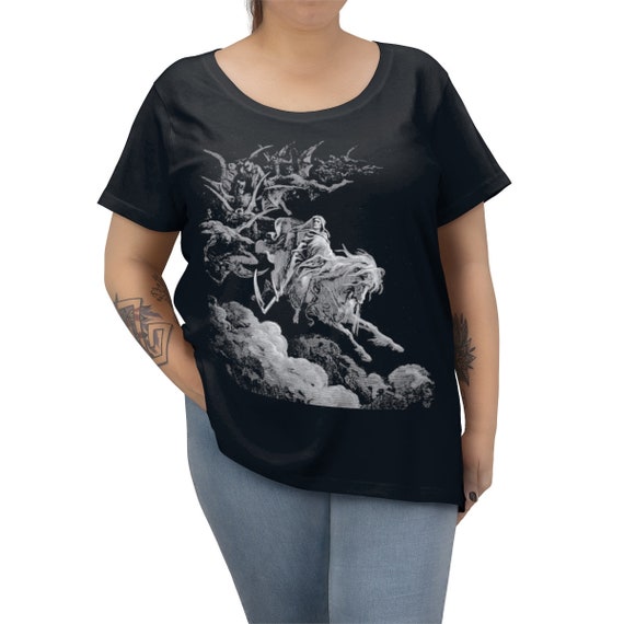 Death Rides The Pale Horse, Women's Curvy Tee, Vintage Illustration, Christian Religion