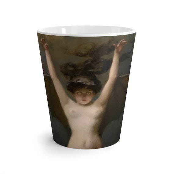 Bat Wing Woman, 12oz Latte Mug, Halloween, Vintage Painting, Albert Joseph Penot, 1890, Coffee, Tea