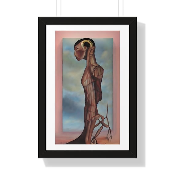 Reverie in Terra, 16"x24" Framed Poster, Surreal, Abstract, Nature, Ethereal Sky, Contemplative, Introspection, Dreamy Landscape, Spiritual