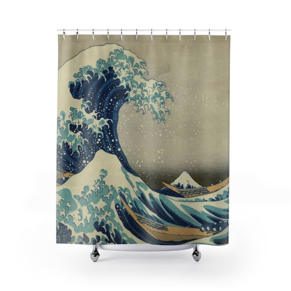 The Great Wave off Kanagawa, Shower Curtain, From A Vintage Woodblock Print