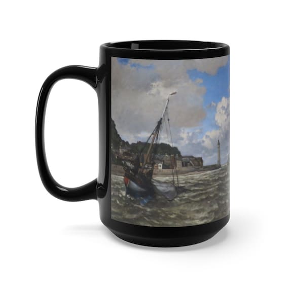 Mouth Of The Seine, 15oz Black Ceramic Mug, Claude Monet, Impressionism, Coffee, Tea