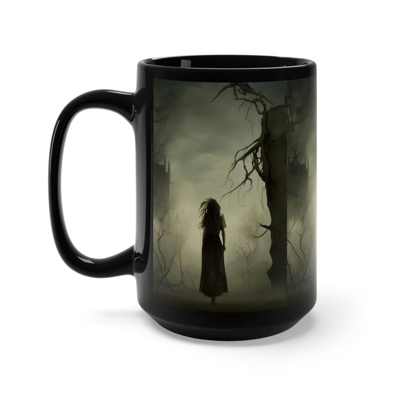 Baba Yaga, Large Black Ceramic Mug, Folklore, Witch, Fairy Tale, Scary