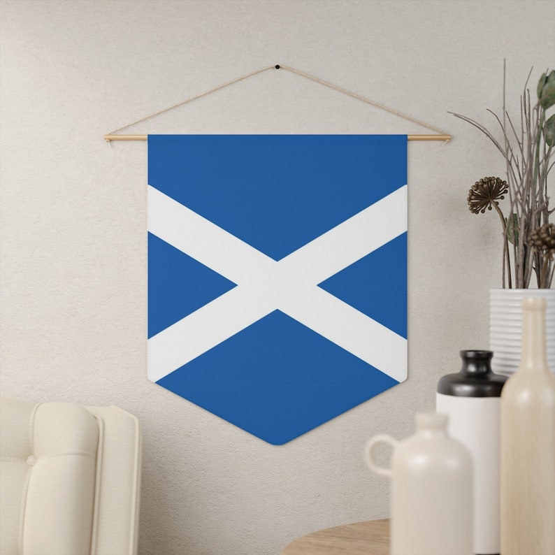 Flag Of Scotland, 18"x21" Indoor Wall Pennant. Saint Andrew's Cross, Saltire, Scottish Pride image 1