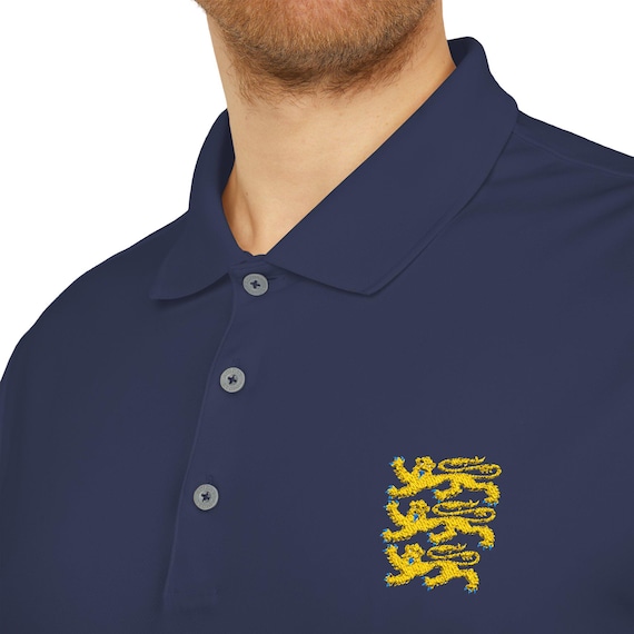 England's Royal Lions embroidered on Adidas Polo shirt. Plantagenet Lions from the Royal Arms of England. English pride. British pride.