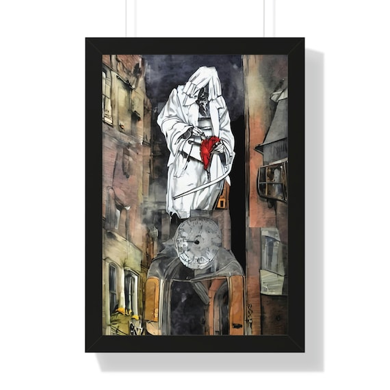 White Reaper, 16"×24" Framed Vertical Poster, Surreal, Horror, Grim Reaper, Death, Transformation, Rebirth