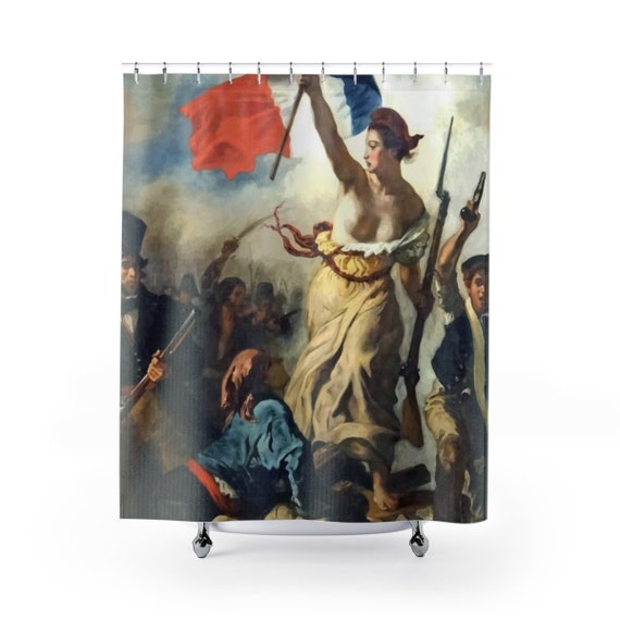 Liberty Leading The People, Shower Curtain, Vintage, Antique Painting, Delacroix, 1830, Activism