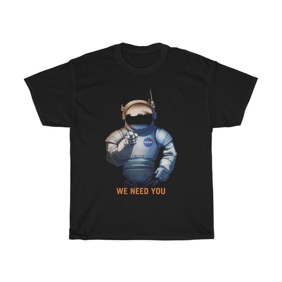 We Need You On Mars, 100% Cotton Black T-shirt, Fake Vintage/Retro Style NASA Recruitment Poster