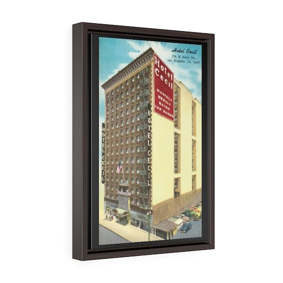 Horror Hotel Cecil, 12"x18" Framed Canvas Print, True Crime, Antique Postcard Circa 1950, Americana