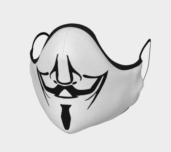 Guy Fawkes, Face Mask With Filter Pocket, Filters Included, 7 Sizes, 100% Cotton, Anonymous, Activism