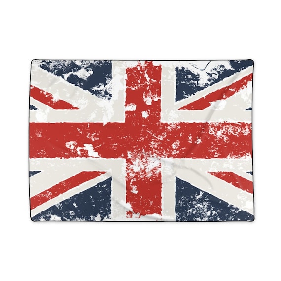 Grunge United Kingdom Flag, Large Polyester Blanket, 58"x80", British Pride