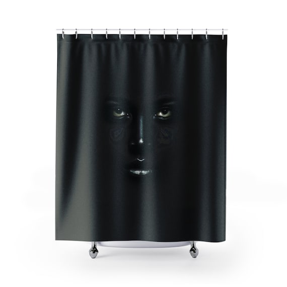 The Abyss Stares Back, Shower Curtain,  Surreal, Tribal, Primitive, Pagan, Animist, Spirit, Spiritual, Friedrich Nietzsche