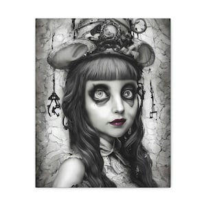 Alice In Gothland, 16&quot;x20&quot; Canvas Print, Fantasy Surreal, Surrealism, Wonderland