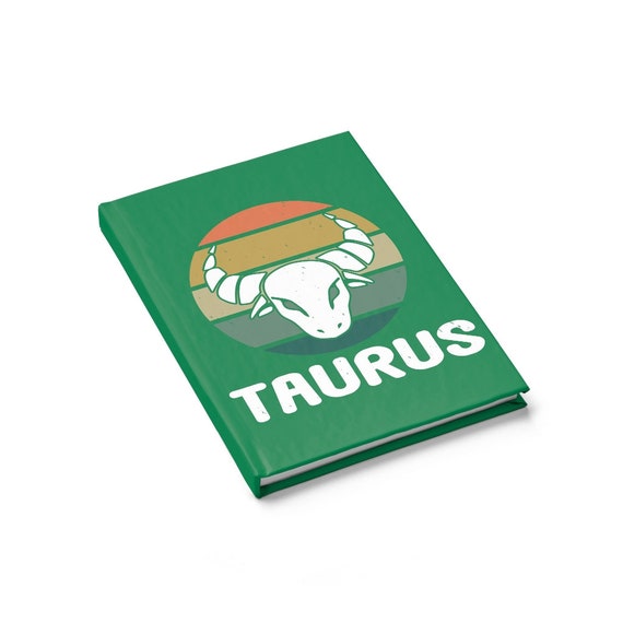 Taurus Hardcover Journal, Ruled Line, Retro Vintage Style, Zodiac Sign, Astrology Gift