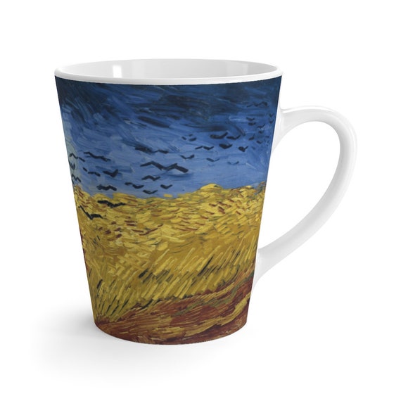 Wheat Field With Crows Latte Mug, Vincent Van Gogh, Coffee, Tea