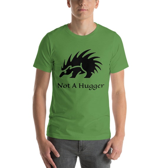 Not A Hugger, Light Weight Unisex T-Shirt, Vintage Inspired Porcupine Image