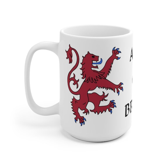 Lion Rampant of Scotland v3, 15oz White Ceramic Mug, Royal Banner of the Royal Arms of Scotland, Scottish Pride, Coffee, Tea